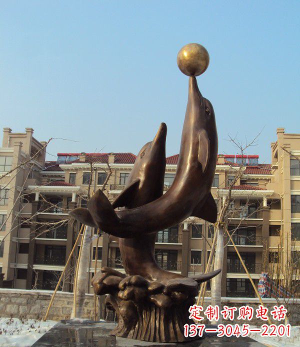 内江铜雕海豚雕塑 (2)