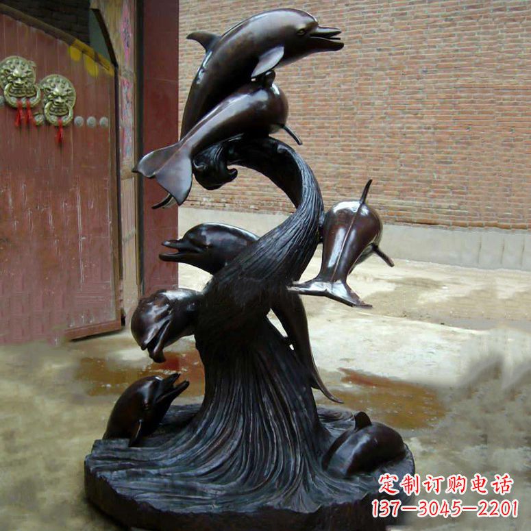 内江铜雕海豚景观雕塑