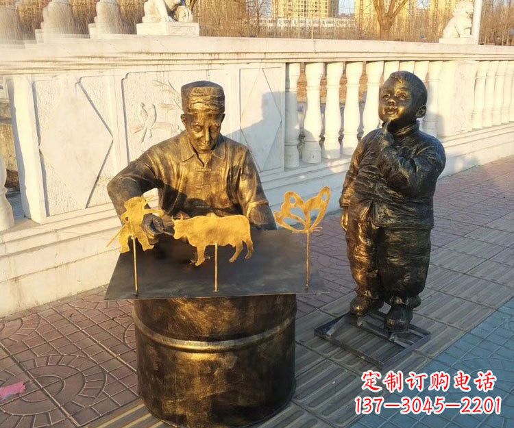 内江铜雕画糖人的人物