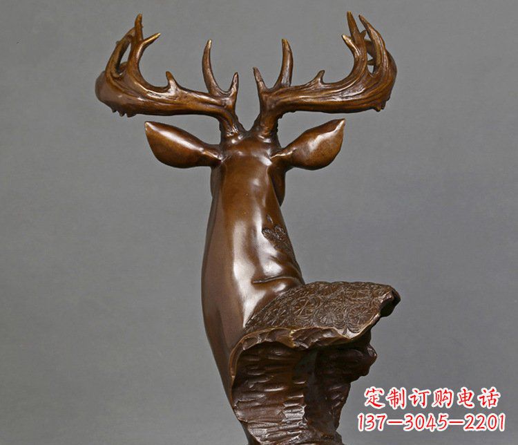 内江铜雕吉祥招财鹿头雕塑摆件