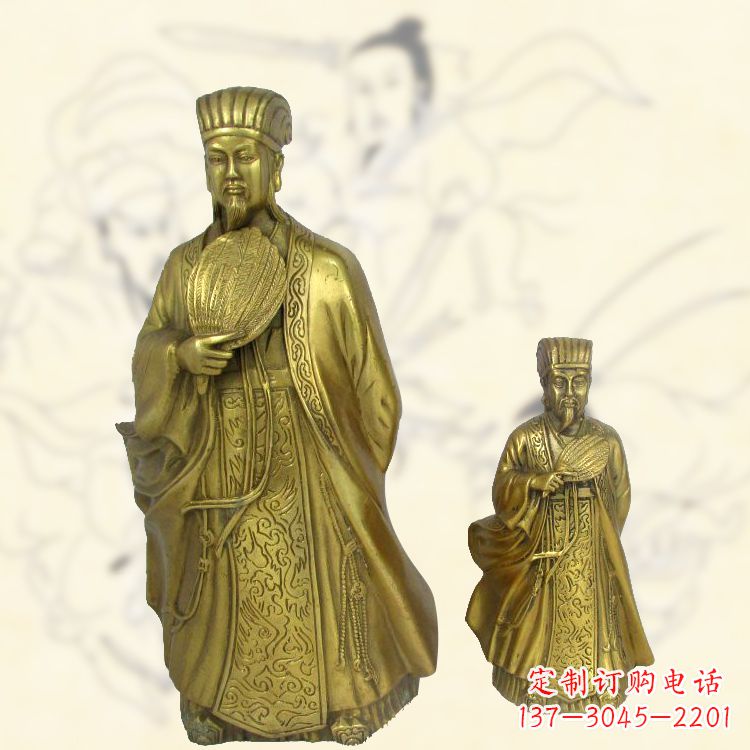 内江铜雕名人诸葛亮雕像-纯铜铸造三国人物雕塑