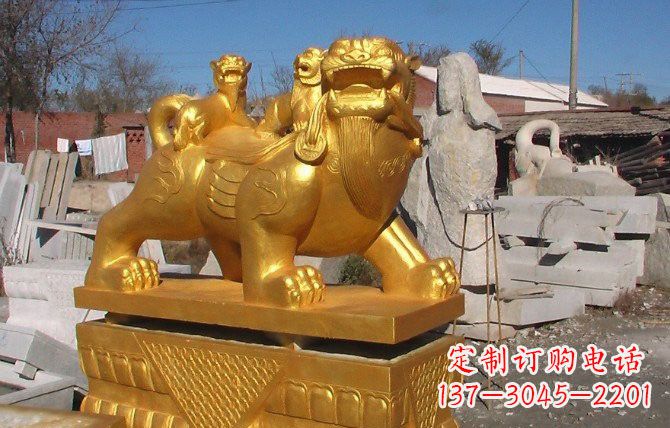 内江铜雕母子貔貅