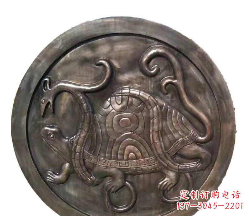 内江铜雕乌龟与蛇壁画摆件