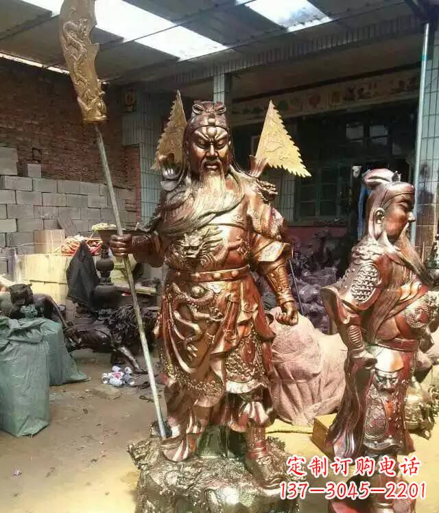 内江铜雕武财神持刀关公雕塑
