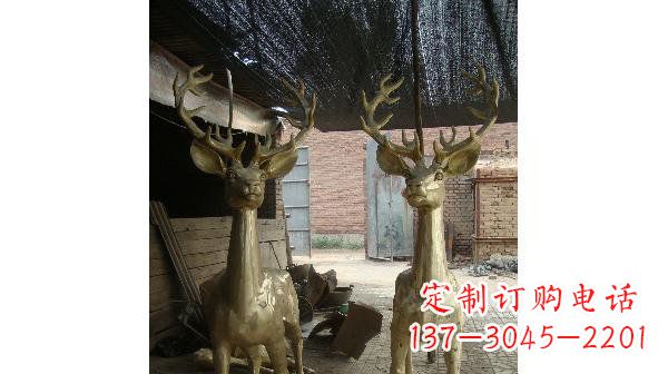 内江铜雕小鹿公园动物雕塑 (2)