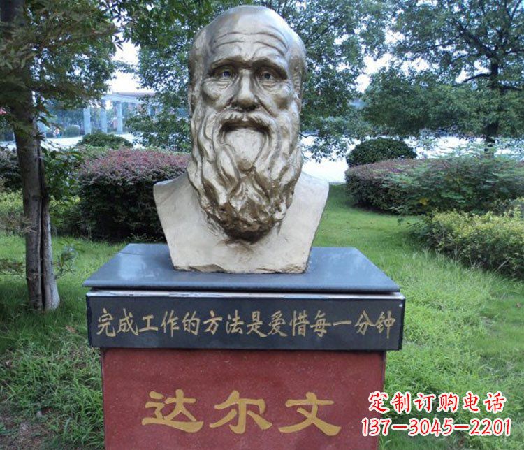 内江铜雕校园达尔文肖像雕塑