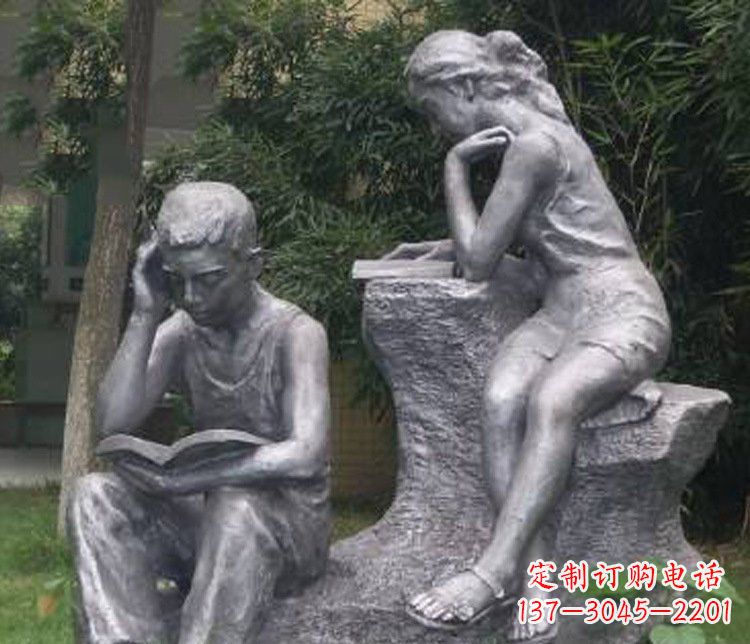 内江铜雕校园读书学生摆件
