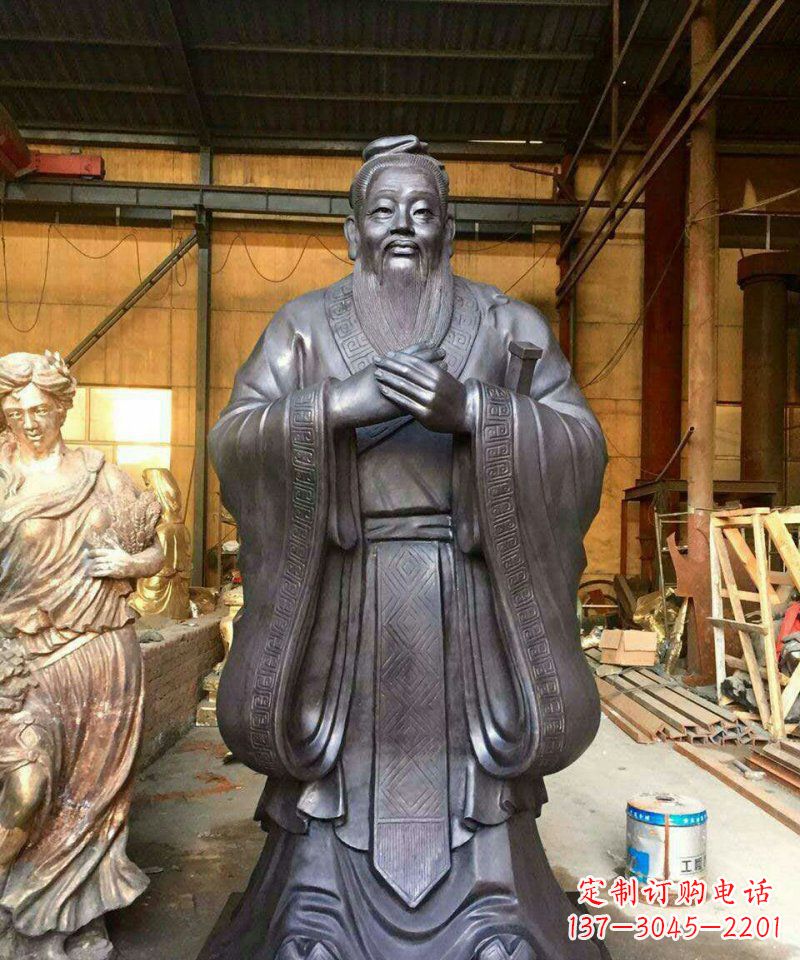 内江铜雕校园孔子人像雕塑