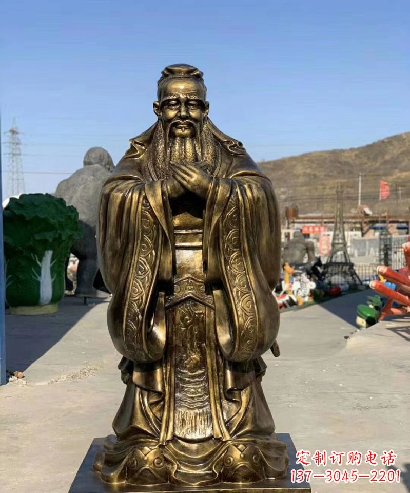 内江铜雕学校孔子人物雕塑