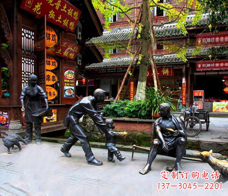 内江铜雕学走路儿童街道人物雕塑