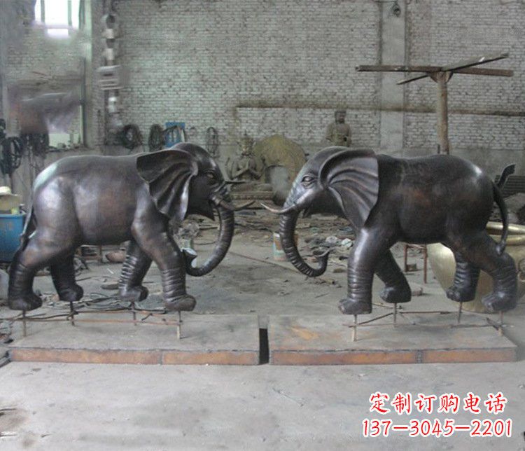 内江铜雕园林动物大象雕塑 (2)