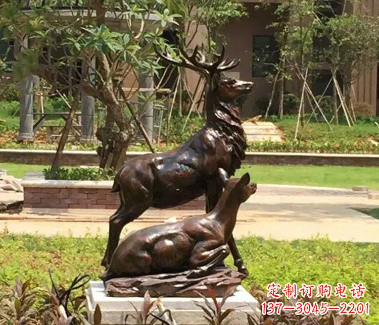内江铜雕园林梅花鹿雕塑摆件