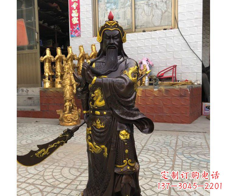 内江铜雕镇宅关公寺庙神像雕塑摆件 (2)