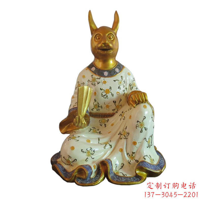 内江兔-玻璃钢彩绘生肖雕塑