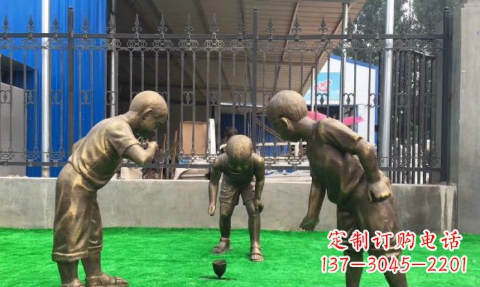 内江玩陀螺儿童铜雕