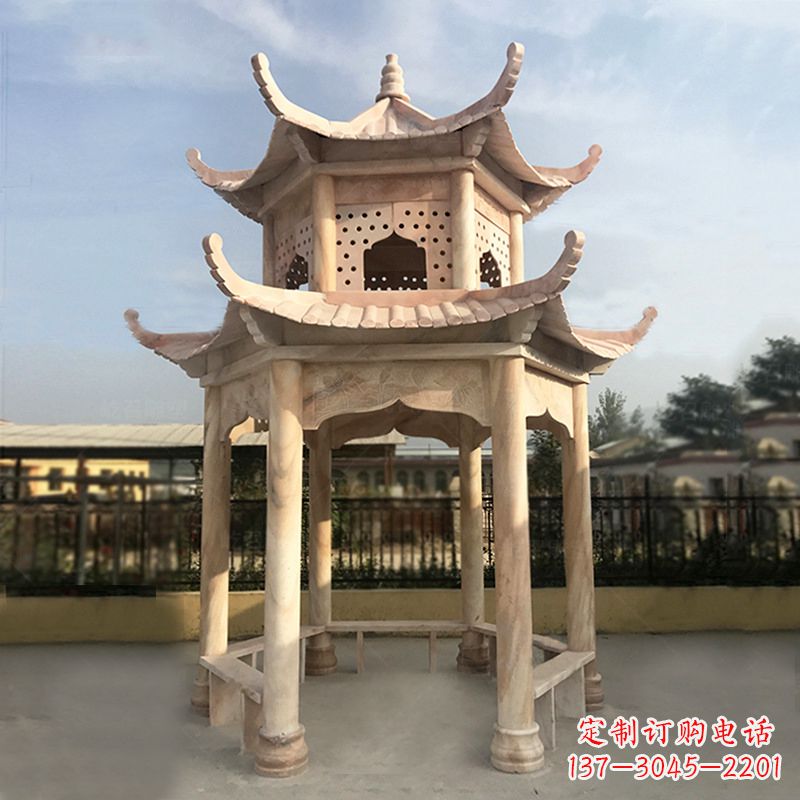 内江晚霞红大理石凉亭雕塑