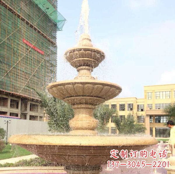 内江晚霞红大型多层喷泉石雕