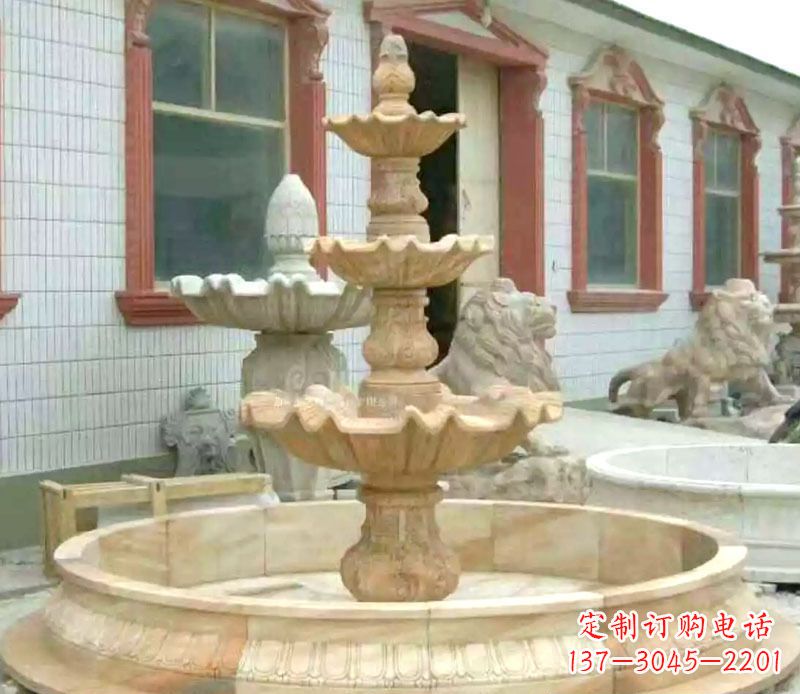 内江晚霞红大型喷泉石雕 (3)