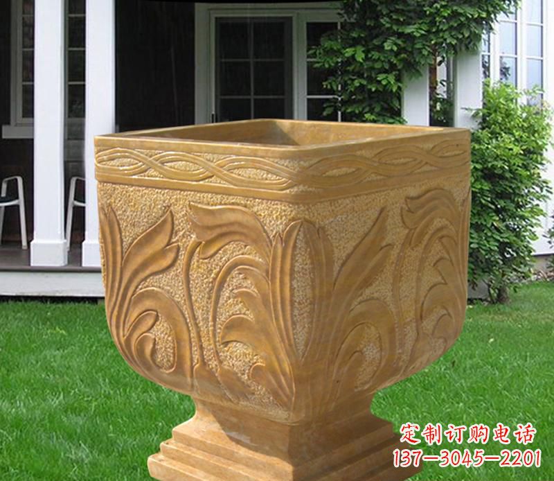 内江晚霞红雕刻景观花盆雕塑