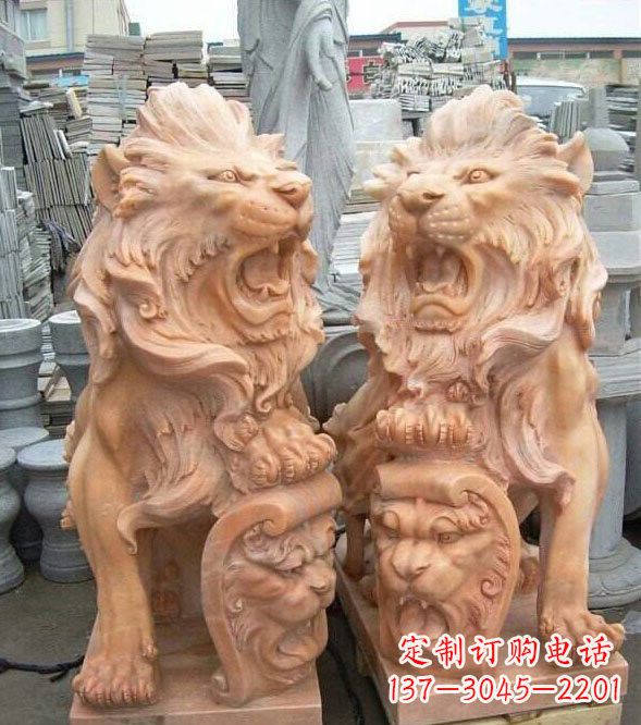 内江晚霞红盾牌欧式狮子