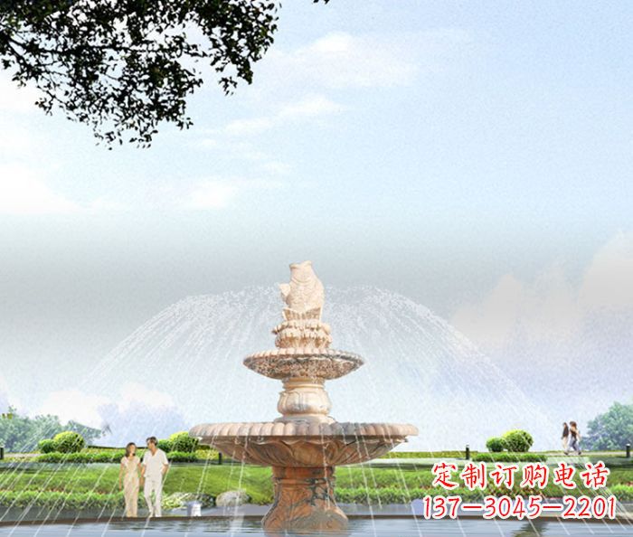 内江晚霞红多层大型石雕喷泉 (4)