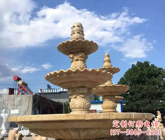 内江晚霞红多层喷泉石雕