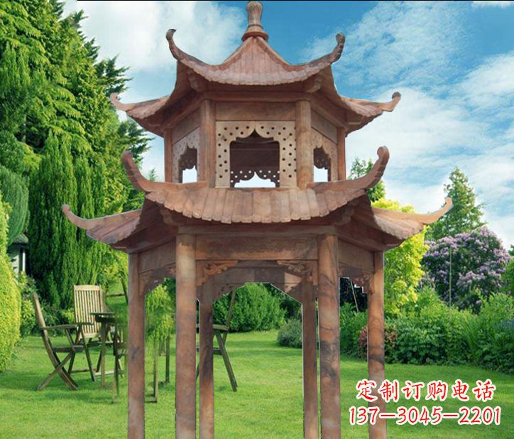 内江晚霞红公园建筑凉亭