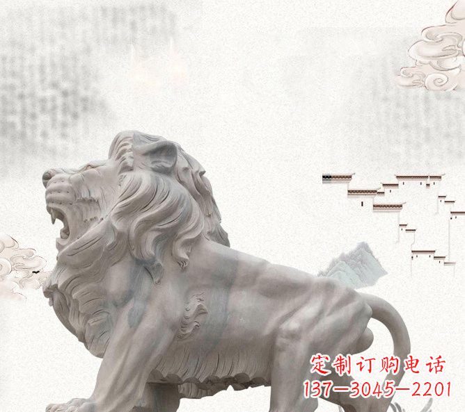 内江晚霞红公园动物仿真狮子石雕