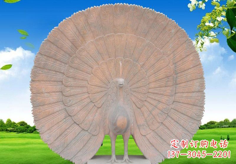 内江晚霞红开屏孔雀雕塑