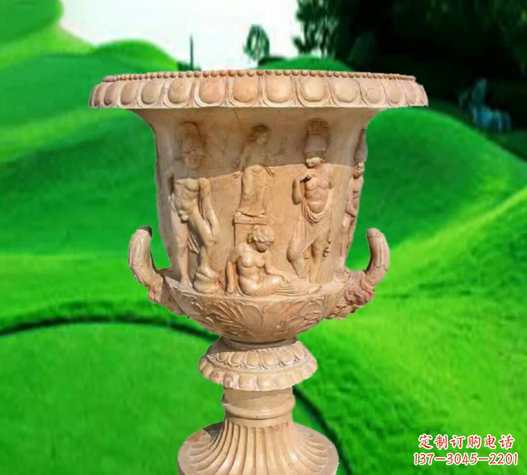 内江晚霞红欧式花盆石雕