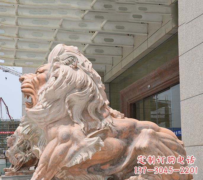 内江晚霞红欧式狮子石雕 (3)