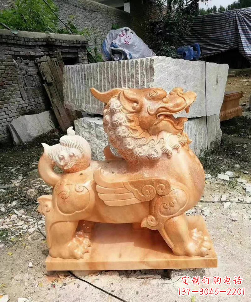 内江晚霞红貔貅雕塑1
