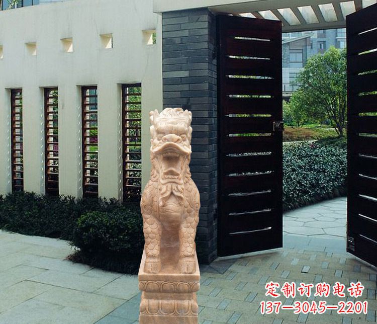 内江晚霞红瑞兽麒麟雕塑