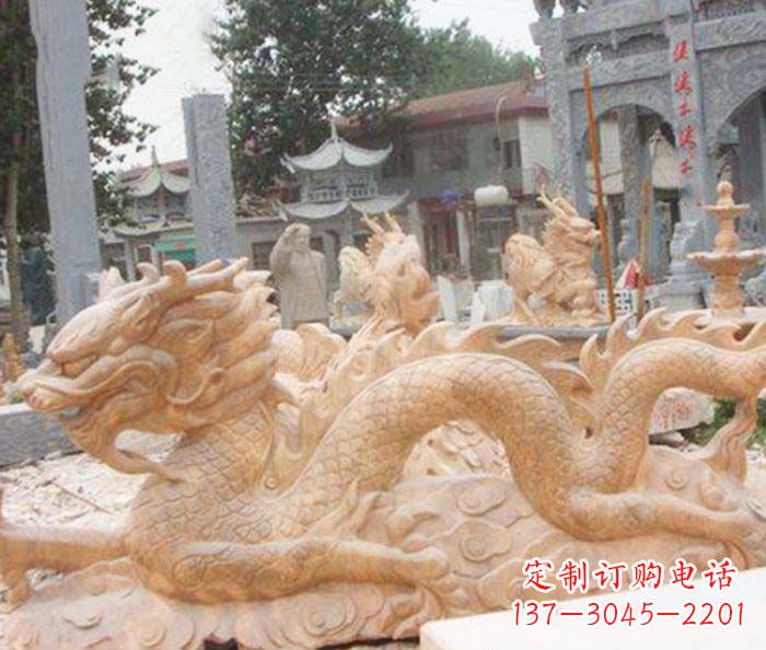 内江晚霞红生肖龙石雕