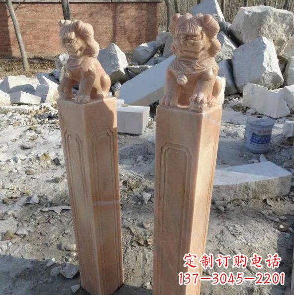 内江晚霞红狮子拴马桩