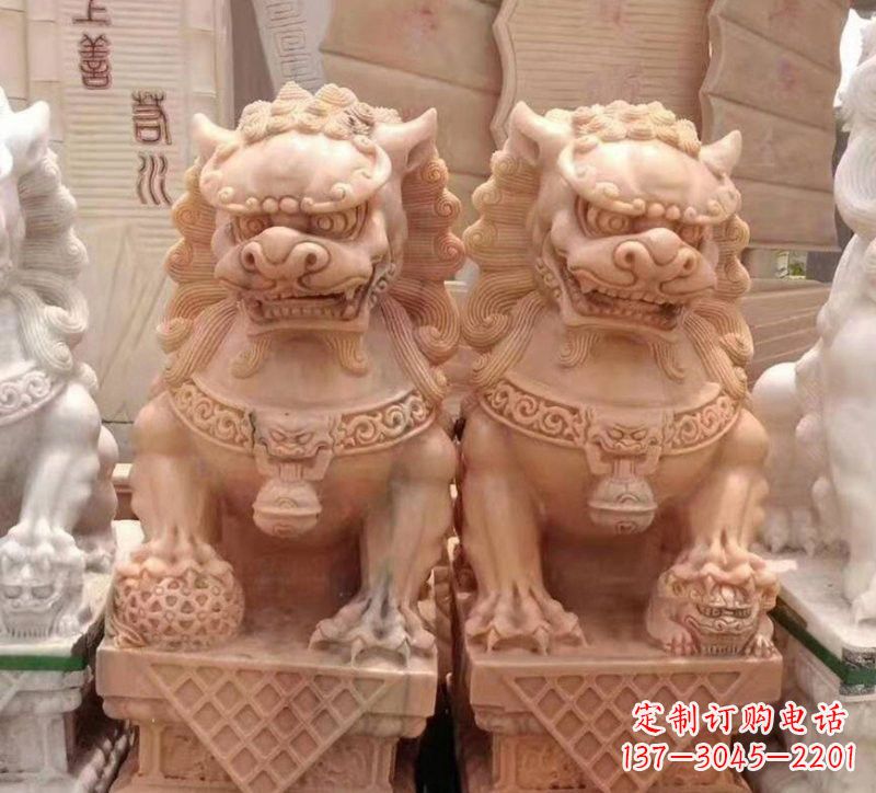 内江晚霞红石雕狮子