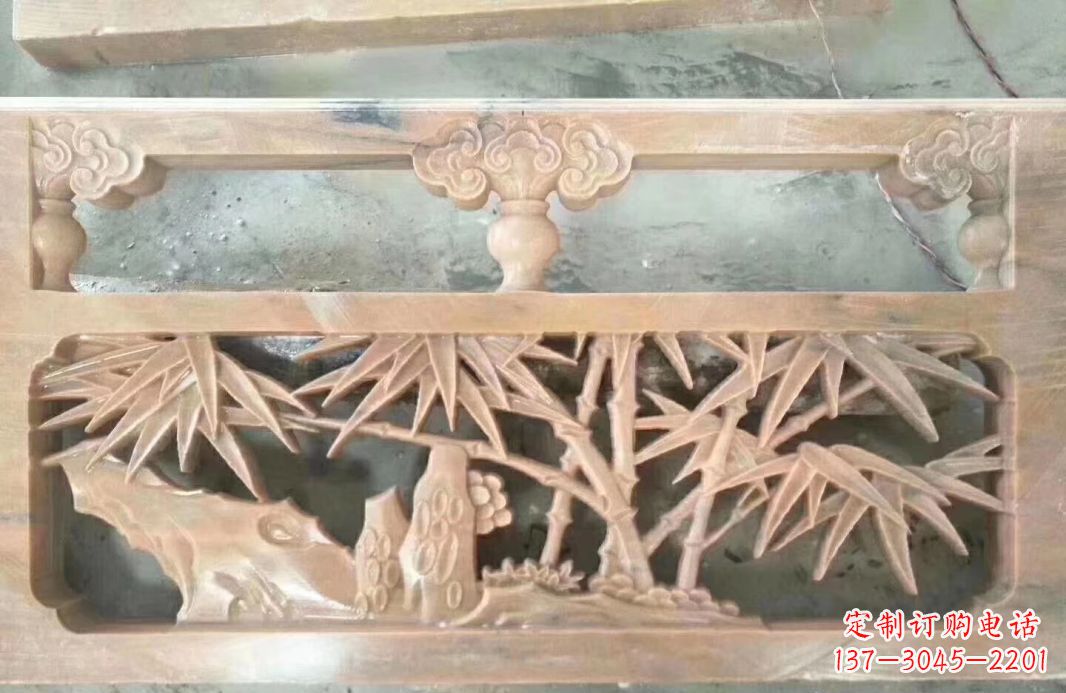 内江晚霞红石浮雕栏板户外摆件园林景观雕塑