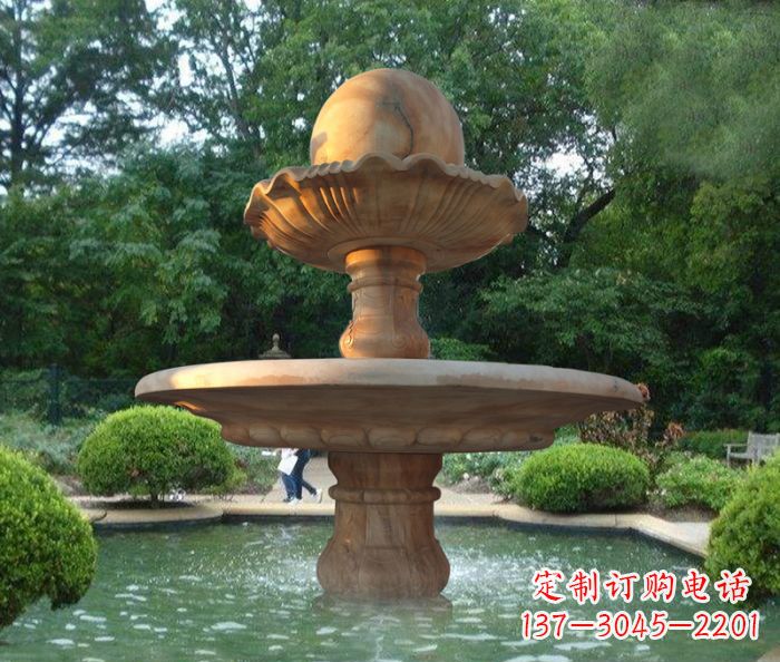 内江晚霞红双层风水球喷泉公园石雕