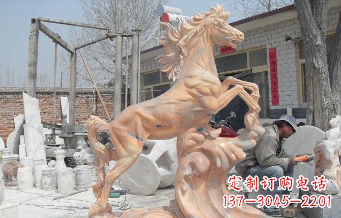 内江晚霞红踏浪奔马石雕222
