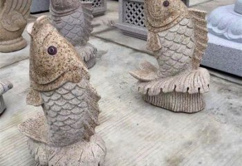 内江花岗岩石雕-鲤鱼雕塑