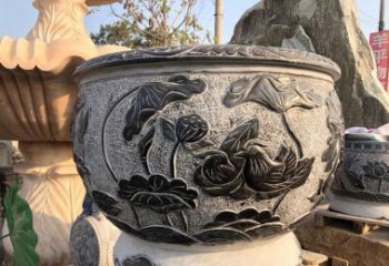 内江荷花浮雕鱼缸雕塑，让空间更加生机勃勃