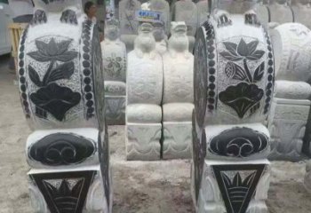 内江中领雕塑推出的青石荷花浮雕门墩雕塑，使用…
