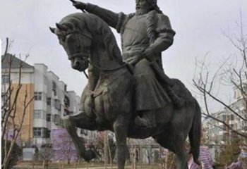 内江精致雕刻成吉思汗青铜骑马