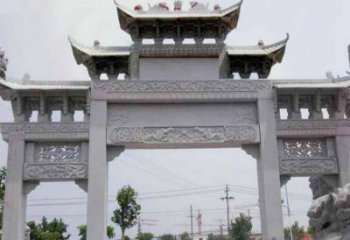 内江中领雕塑-三门牌坊大理石石雕