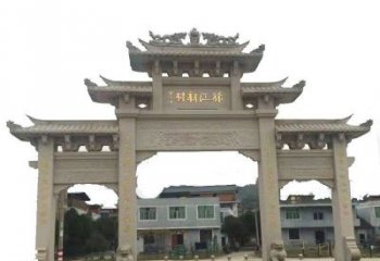 内江三门牌坊仿古石雕，雕刻精美传承传统