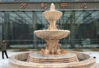 内江晚霞红三层欧式喷泉石雕—来自中领雕塑的艺术匠心品质