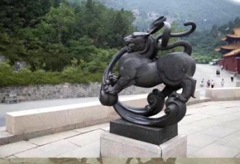 内江神兽白虎铜雕塑，雕刻出传统中国文化之精髓