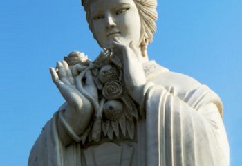 内江石榴之美——十二花神之五月石榴李氏汉白玉古代美女雕像