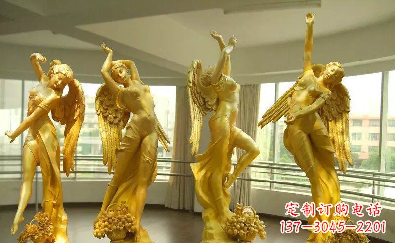 内江舞蹈四女神玻璃钢仿铜人物雕塑