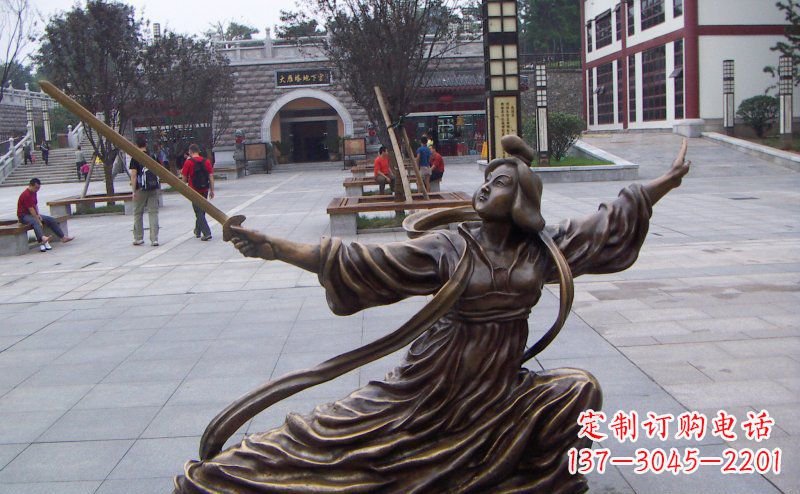 内江舞剑的古代美女古代人物铜雕